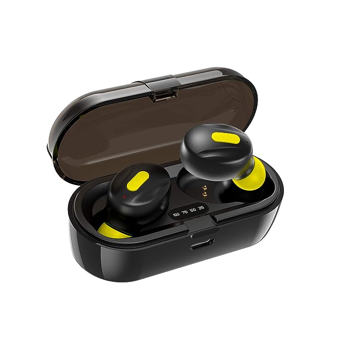 WeCool Moonwalk Mini Earbuds with Magnetic Charging Case IPX5 Wireless Earphones with Digital Battery Indicator for Crisp Sound Bluetooth Earphones for Secure Sports Fit (Yellow) WeCool Moonwalk Mini Earbuds with Magnetic Charging Case IPX5 Wireless Earphones with Digital Battery Indicator for Crisp Sound Bluetooth Earphones for Secure Sports Fit (Yellow)